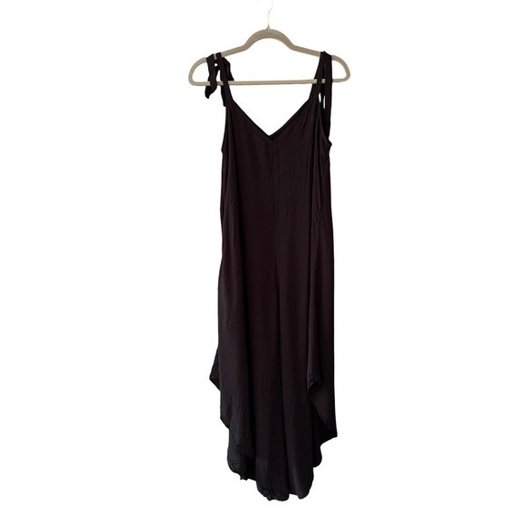 NEW Vince Camuto V-neck Sleeveless Tie-Shoulder Angled Hem Jumpsuit Black Sze S - Picture 6 of 14